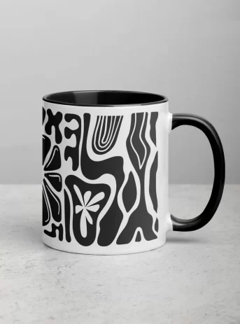 Ceramic Mug with black inside plus design