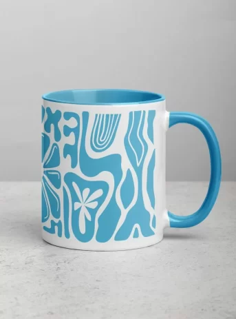 Mug blue with design