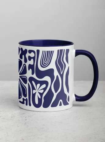 Mug Dark blue color inside plus design
